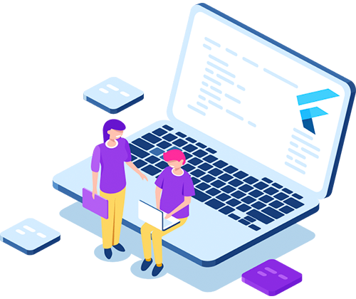 Flutter app development team illustration